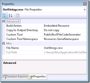 resx properties in MVC