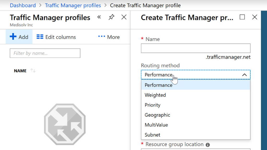 Setting up a Traffic Manager Profile